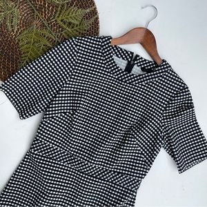 Banana Republic Womens Dress Black White Plaid Sheath Short Sleeve Stretch 6